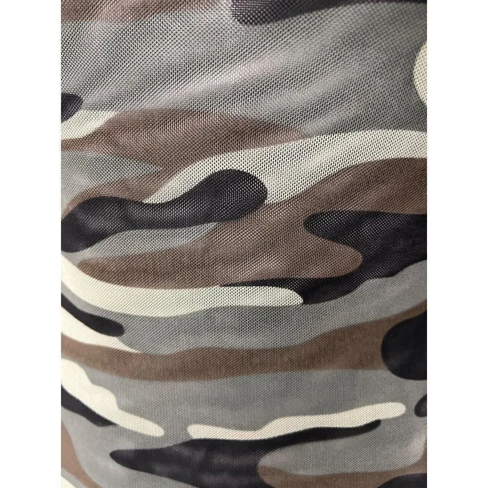 Derek Heart Women High Neck Mesh Camo Bodysuit Size S